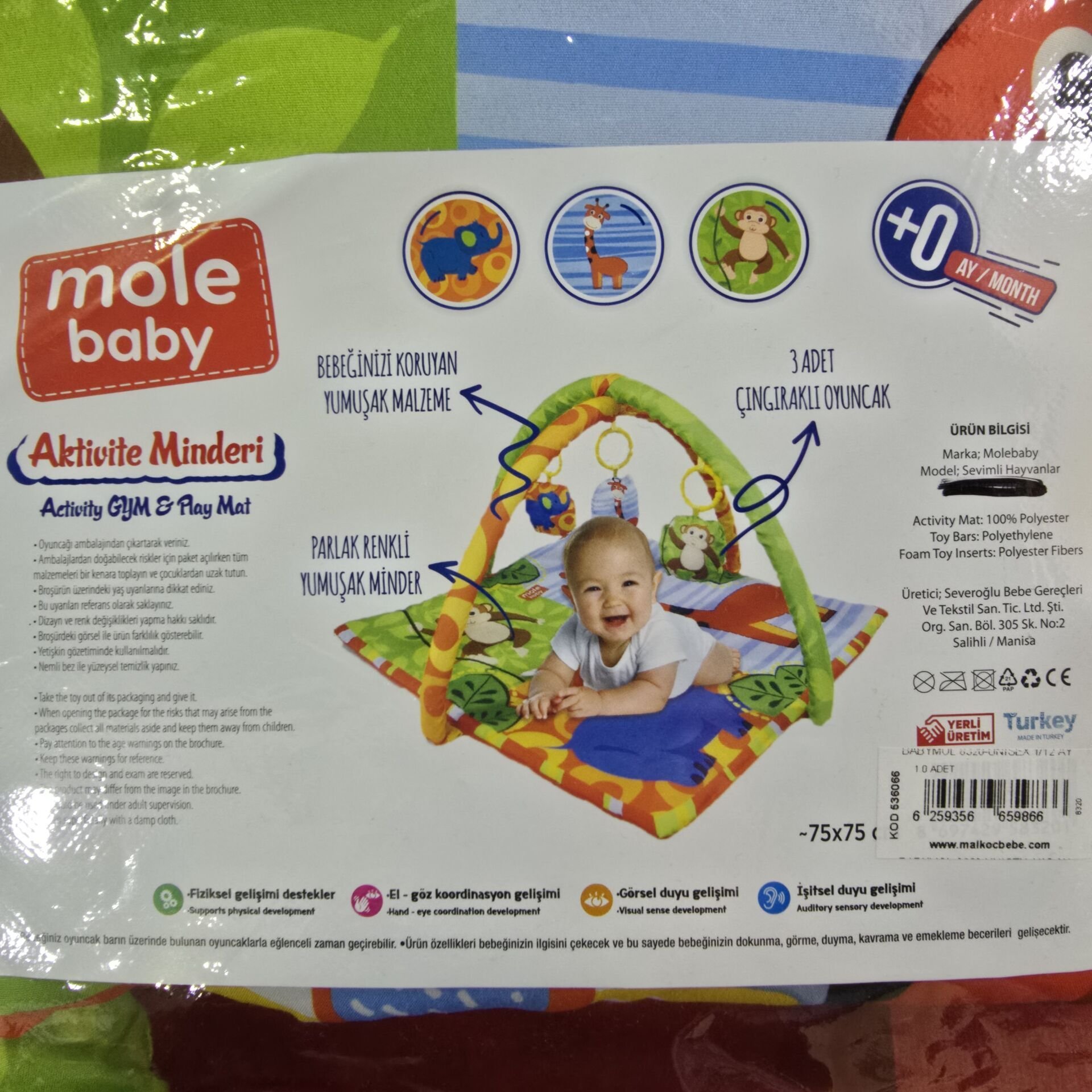 Mole baby oyun aktivite minderi 0+ ay