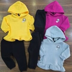 Miniworld baby kapşonlu 3ip içi şardonlu kışlık takım