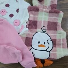 Kapşonlu welsoft yelekli ördekli takım