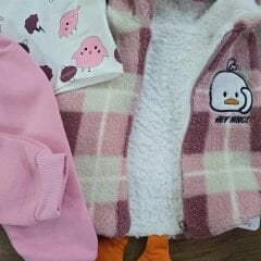 Kapşonlu welsoft yelekli ördekli takım