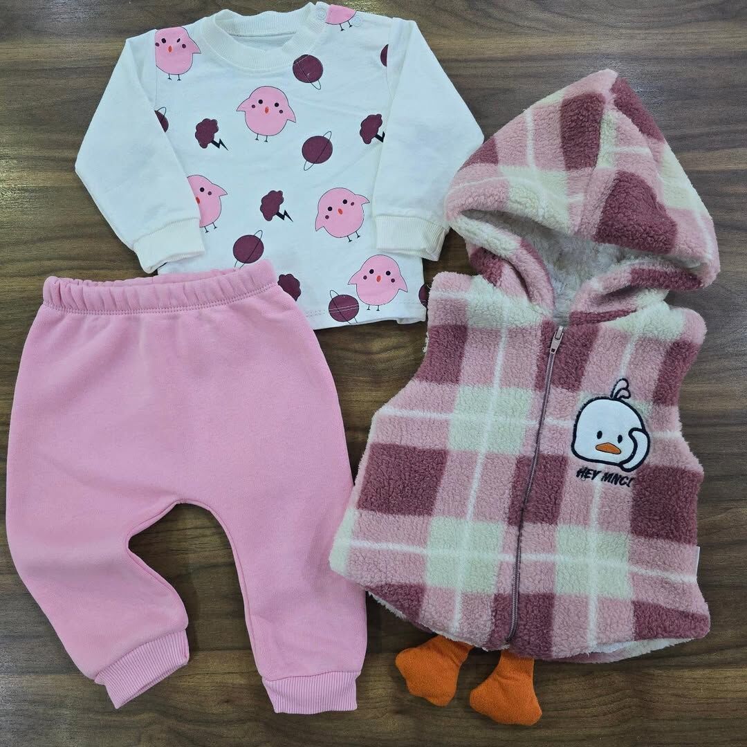 Kapşonlu welsoft yelekli ördekli takım