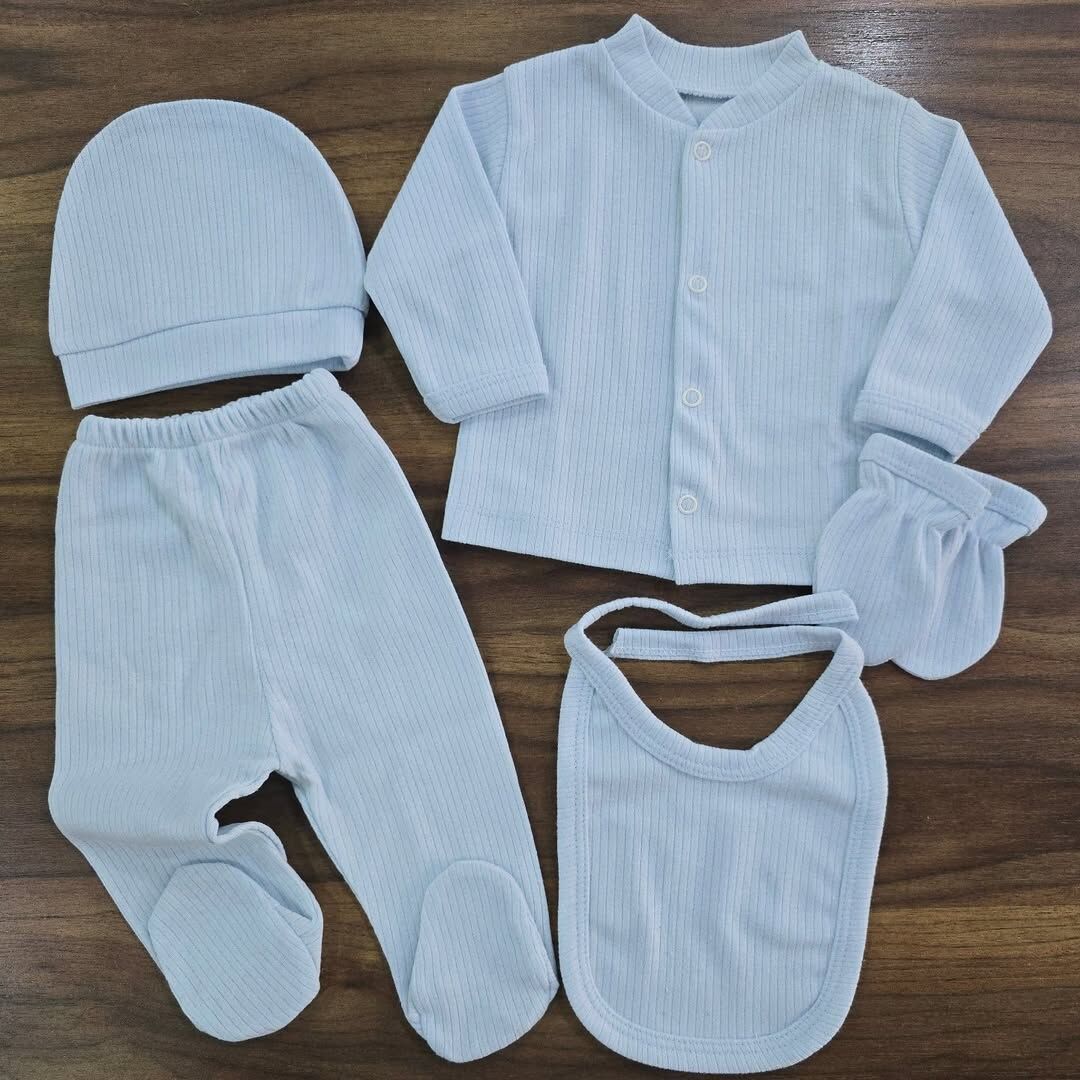 New world baby fitilli 5'li yenidoğan takım 0-3 ay mavi
