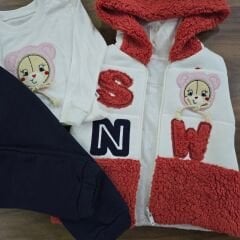 Minice kapşonlu şişme yelekli takım