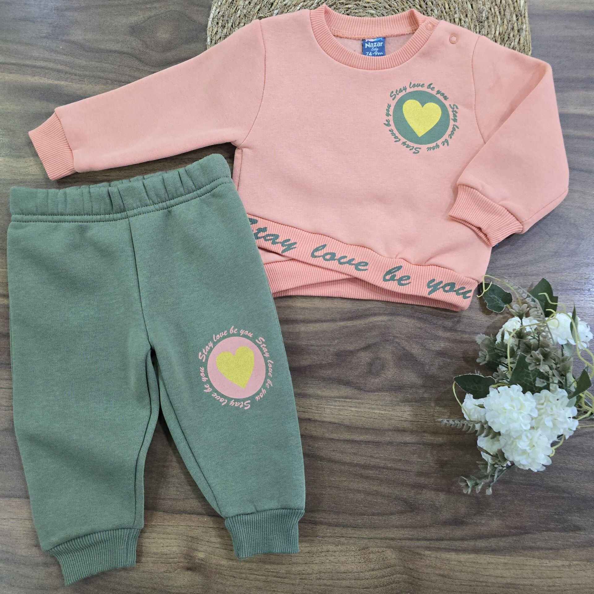 Kalpli yazılı 3ip şardonlu kışlık takım