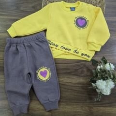 Kalpli yazılı 3ip şardonlu kışlık takım