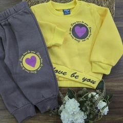 Kalpli yazılı 3ip şardonlu kışlık takım