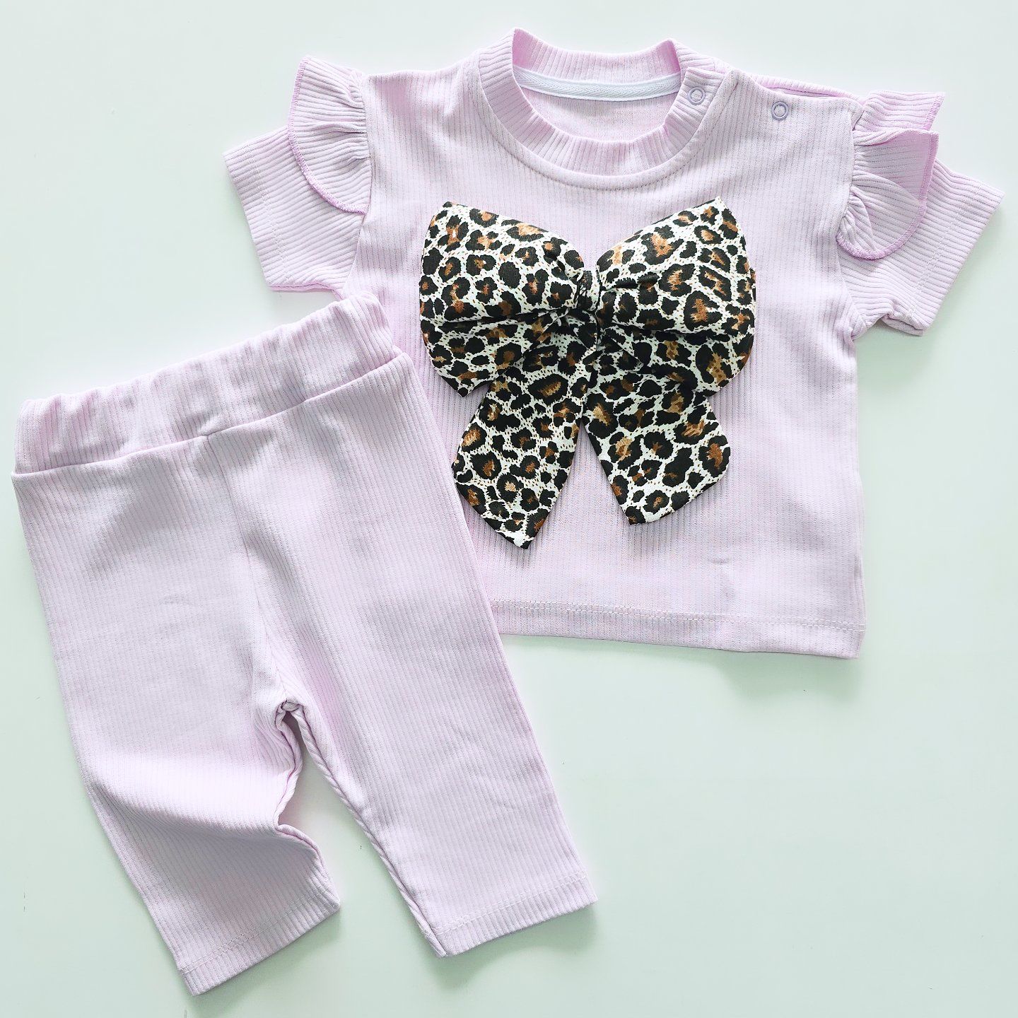 Murat baby fitilli leoparlı fiyonklu takım
