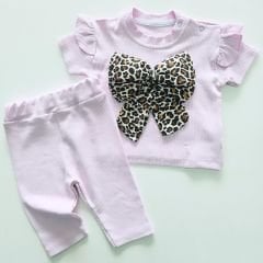 Murat baby fitilli leoparlı fiyonklu takım