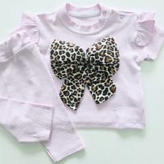 Murat baby fitilli leoparlı fiyonklu takım