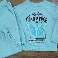 Kapşonlu arkası baskılı kelebekli lastikli takım