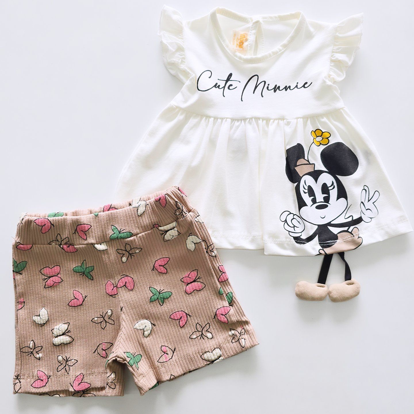 Deco baby fitilli kelebekli şortlu takım
