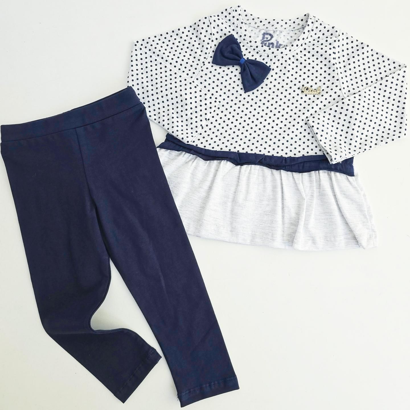 Babypink kids puanlı tunik taytlı takım