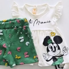 Deco baby fitilli kelebekli şortlu takım yeşil