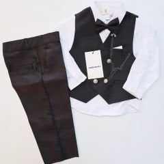 Minil damat kids ayrı papyonlu yelekli damat takım