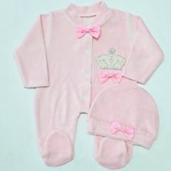 Uko baby taşlı kadife tulum