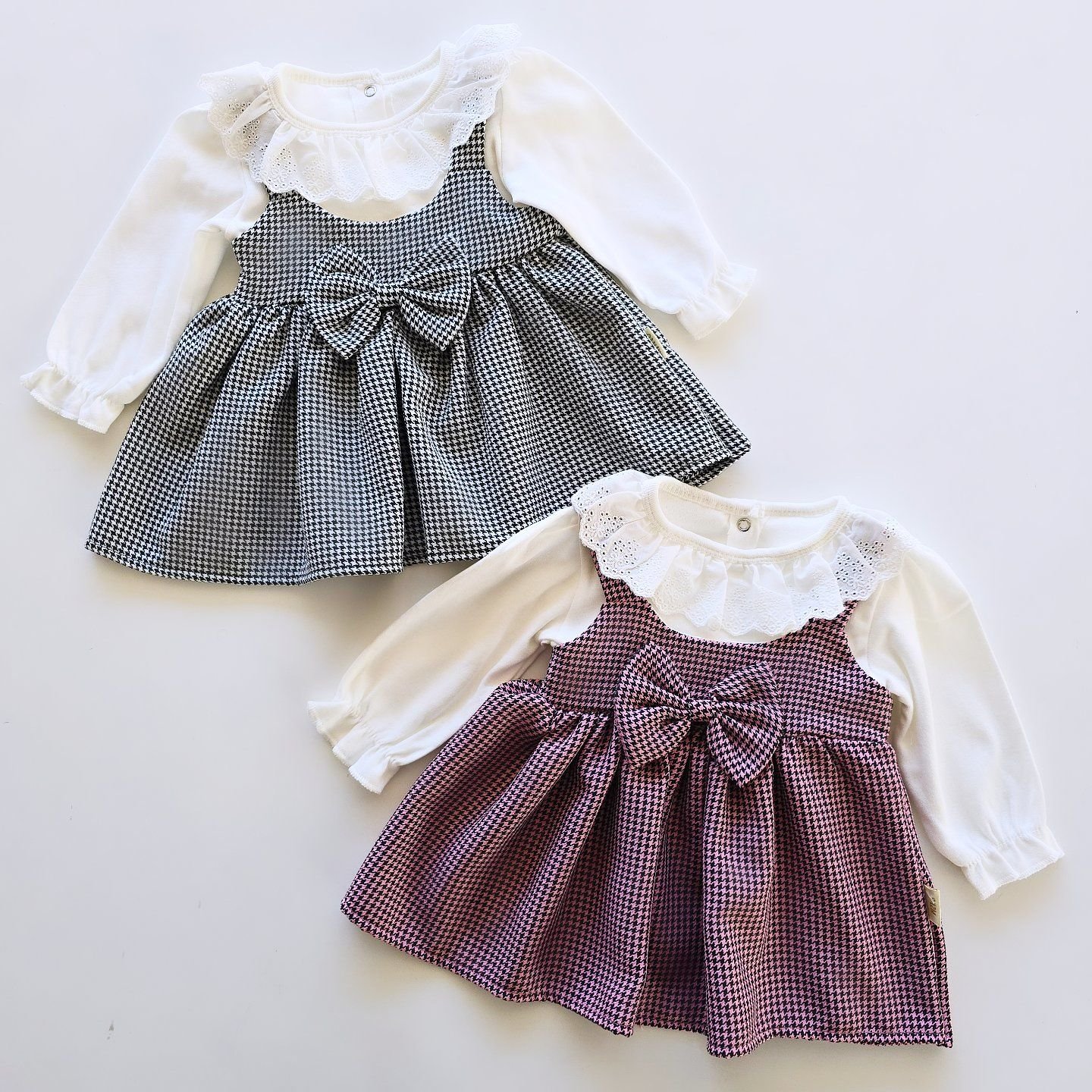 Tufitto baby birleşik badili yakasi dantelli melek kanatlı elbise