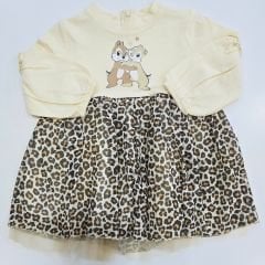 Murat kids kolu fırfırlı tütülü leoparlı elbise