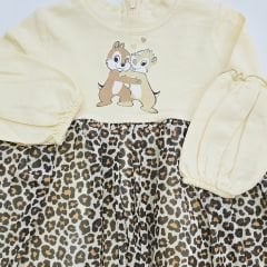 Murat kids kolu fırfırlı tütülü leoparlı elbise