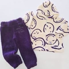 Comix baby emojili love nakışlı welsoft takım mor