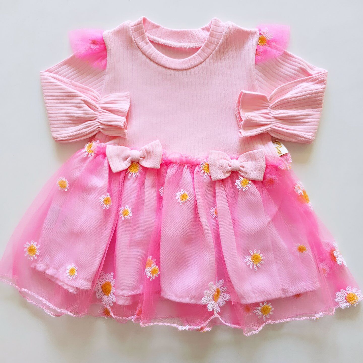 Mini gold baby tütülü papatyalı mini elbise