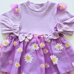 Mini gold baby tütülü papatyalı mini elbise