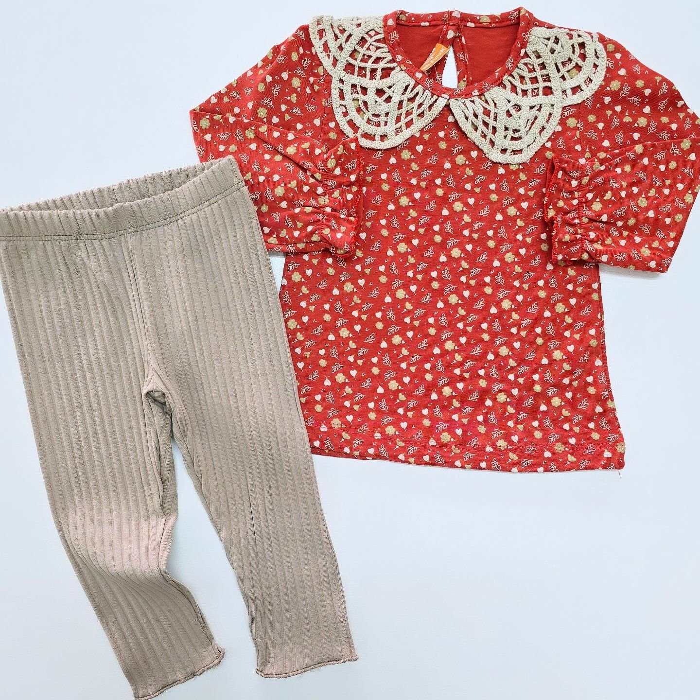 Deco baby yakası dantelli takım
