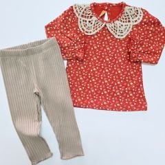 Deco baby yakası dantelli takım