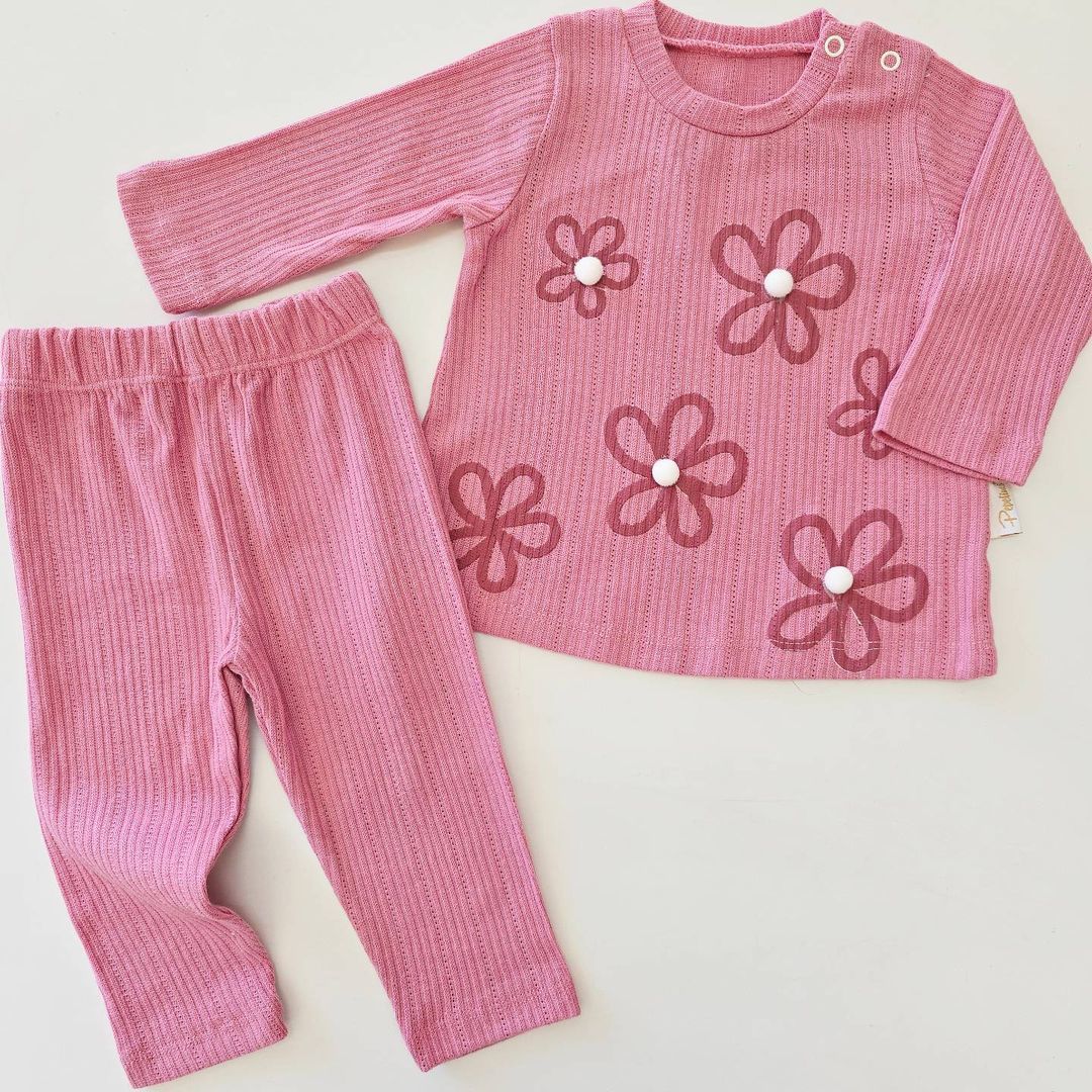 Pepelino baby ponponlu papatyalı takım