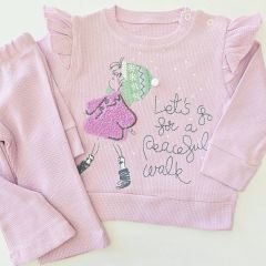 Pepelino baby waffle süzene fırfırlı kız takım