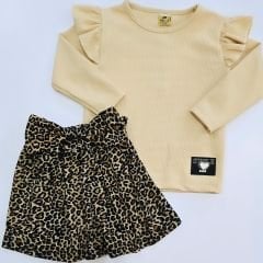 Sellfie kids leopar etekli fırfırlı badili takım