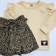 Sellfie kids leopar etekli fırfırlı badili takım