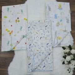 Desenli tek katlı müslin battaniye 80x90 cm