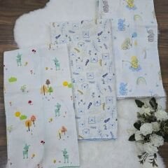 Desenli tek katlı müslin battaniye 80x90 cm