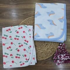 Desenli fitilli çift katlı penye battaniye  80x90 cm