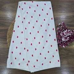 Kalp desenli fitilli çift katlı penye battaniye 70x95 cm