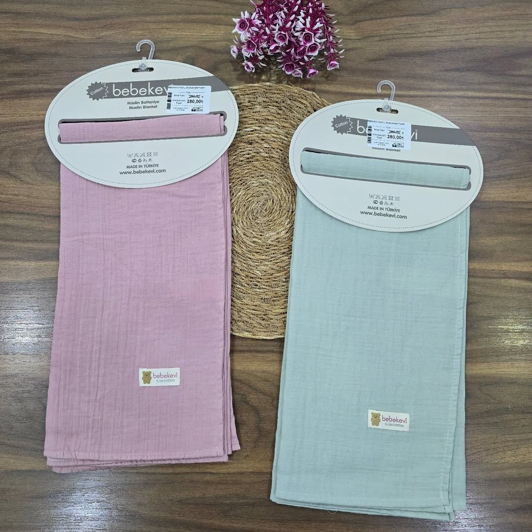 2 katlı müslin battaniye 90x90 cm