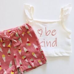 Deco baby askılı dondurmalı şortlu takım
