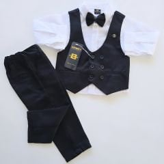 Efbey kids ayrı yelekli papyonlu gömlekli damat takım
