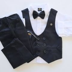 Efbey kids ayrı yelekli papyonlu gömlekli damat takım