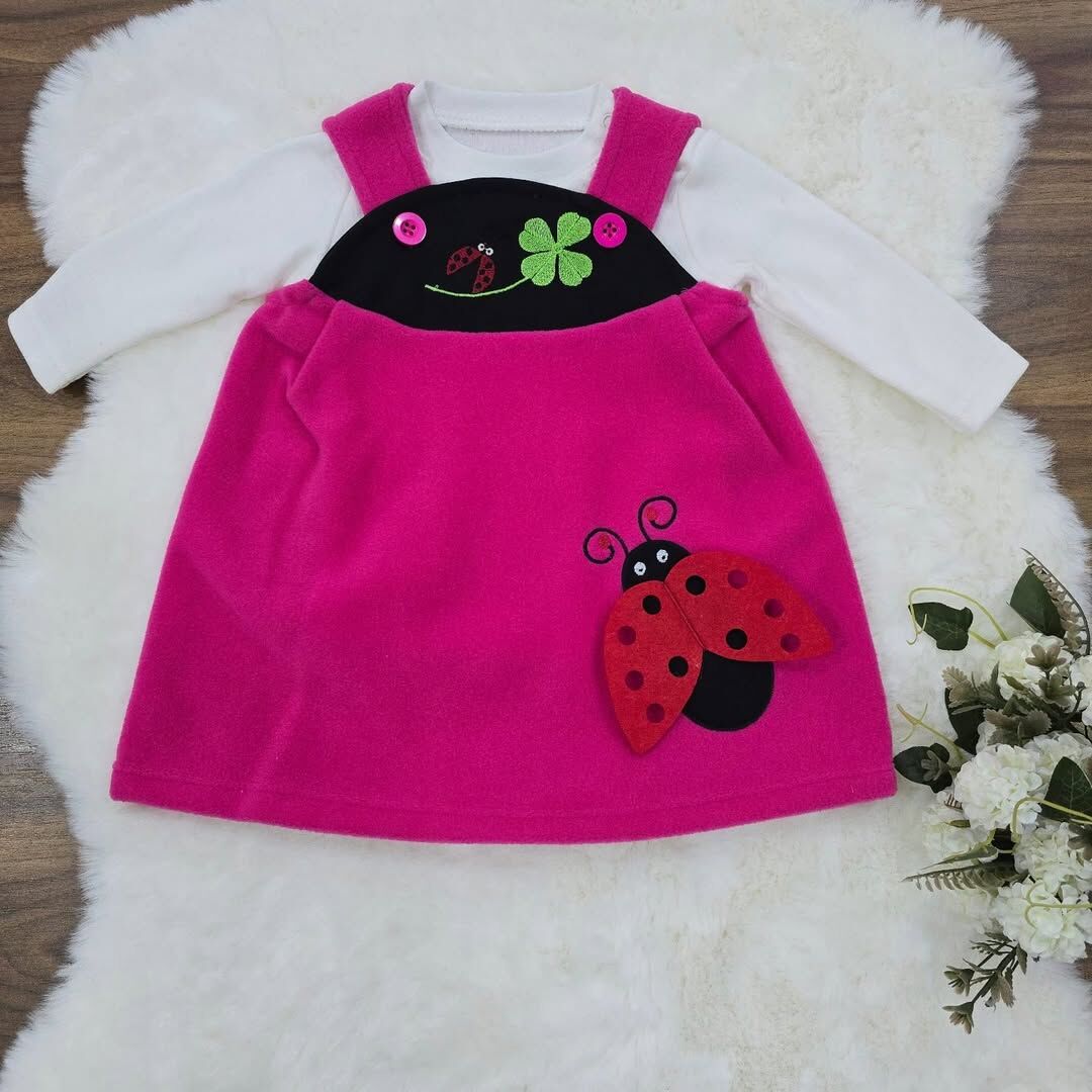 Badili uğur böcekli polar elbise