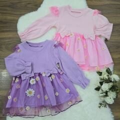 Papatyalı tüllü elbise