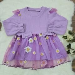 Papatyalı tüllü elbise