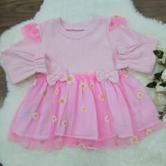 Papatyalı tüllü elbise