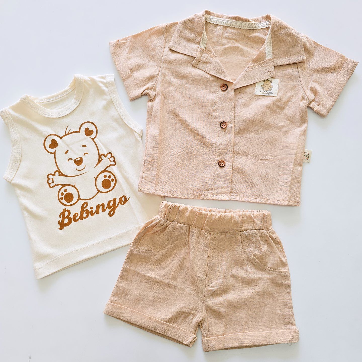 Bebingo baby keten gömlekli şortlu takım