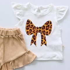 Bebingo baby fiyonklu fırfırlı şortlu takım