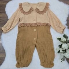 Dantelli müslin tulum