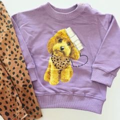 Limones baby leoparlı kadife taytlı takım
