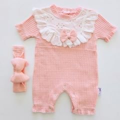 Murat baby yakası dantelli tulum