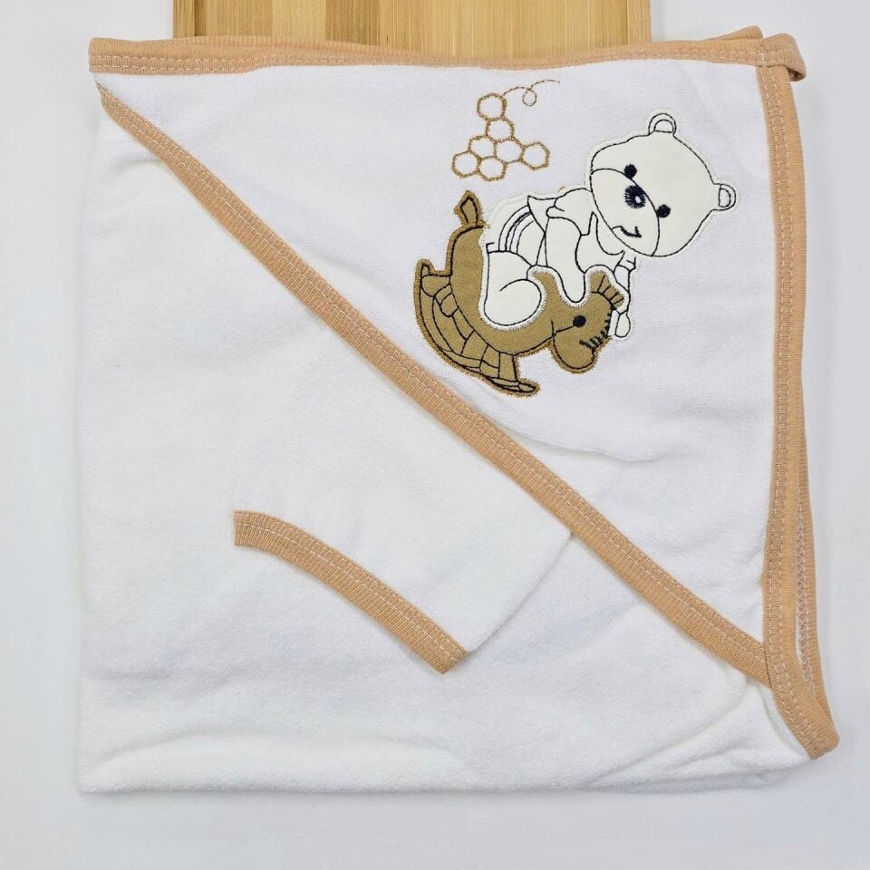 Çift katlı keseli bebek banyo havlusu 70x90 cm