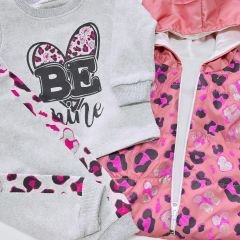Brava baby simli leopar yelekli şardonlu kışlık takım